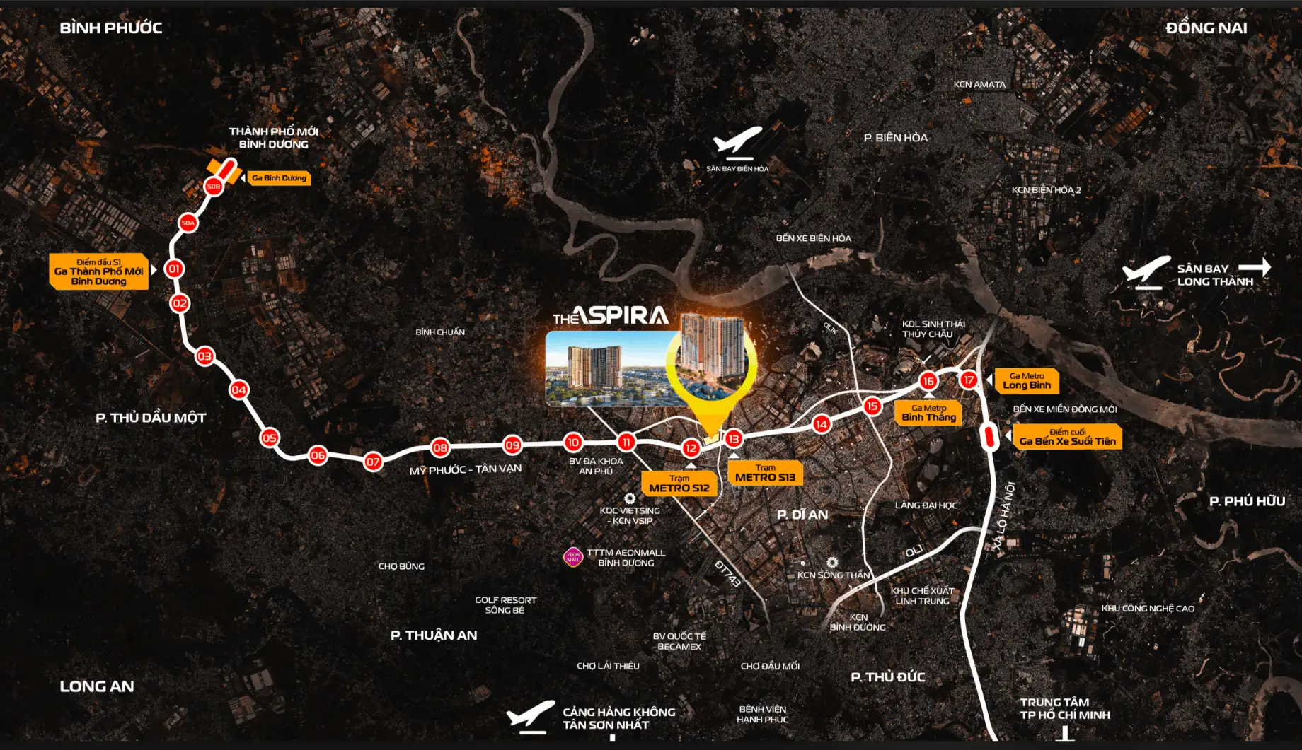 Vị trí liên kết vùng The Aspira